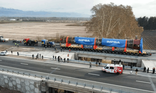 IMPSA, YPF, traslado industrial, reactor, hidrodesulfuración, Luján de Cuyo, seguridad vial, Transapelt, Ruta Nacional 7