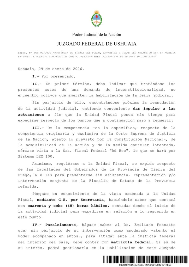 Fallo Ushuaia Puerto de Ushuaia ANPYN Tierra del Fuego