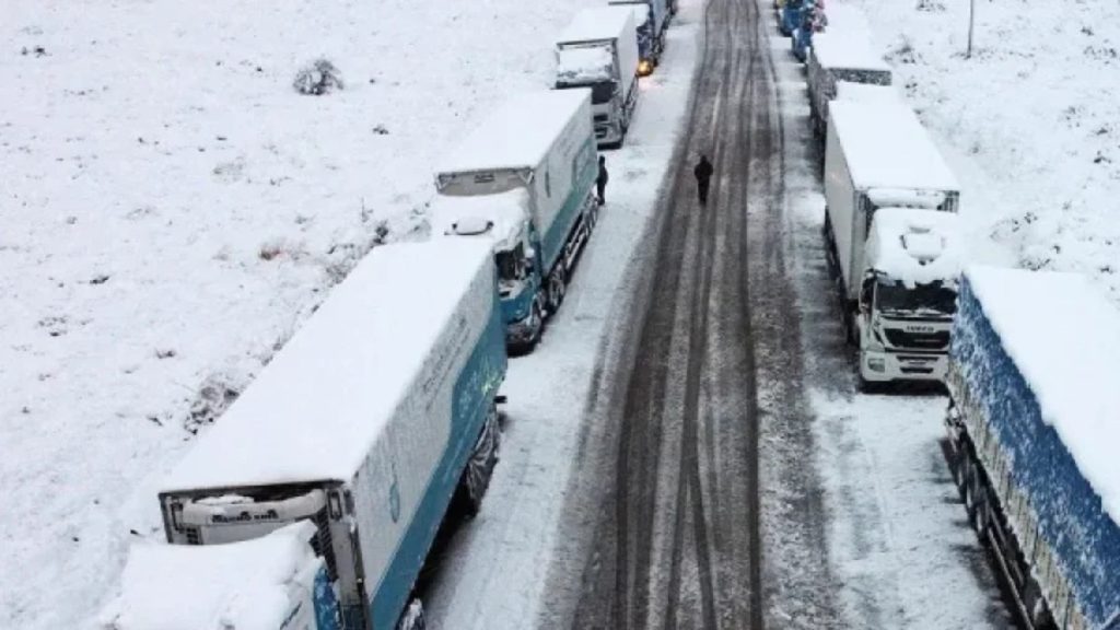camiones varados, paso a Chile, pasos fronterizos, Pino Hachado, Cristo Redentor, temporal de nieve, camioneros, transporte internacional, transporte de cargas, Neuquén, Mendoza, cordillera de los Andes, logística, comercio exterior